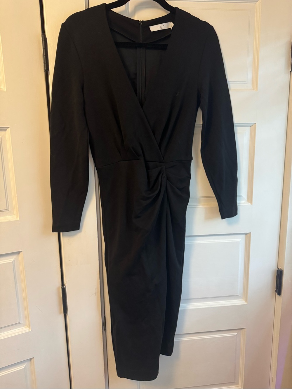 IRO NWT Black Midi Wrap Dress with Twist Detail